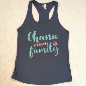 Disney Ohana Means Family Razer Back Tank Top NWOT